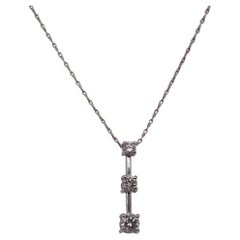 Vintage 14k .70 Carat Diamond Three Stone Pendant with Chain