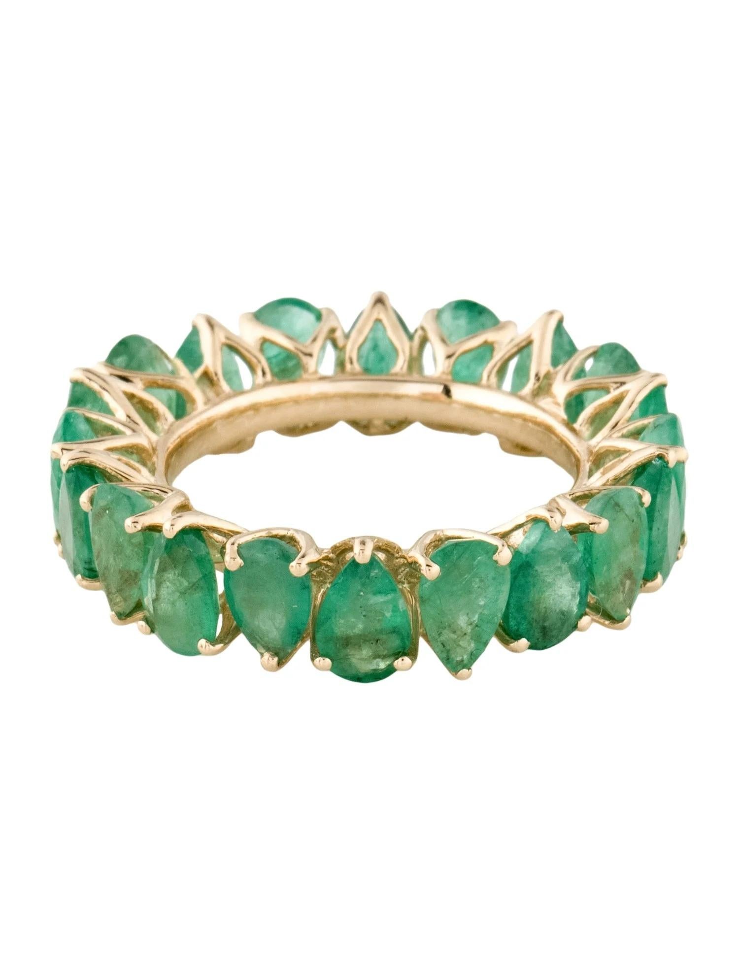 Artist 14K 7.28ctw Pear-Shaped Emerald Band Ring, Size 6.75  Pear Shaped Emerald For Sale