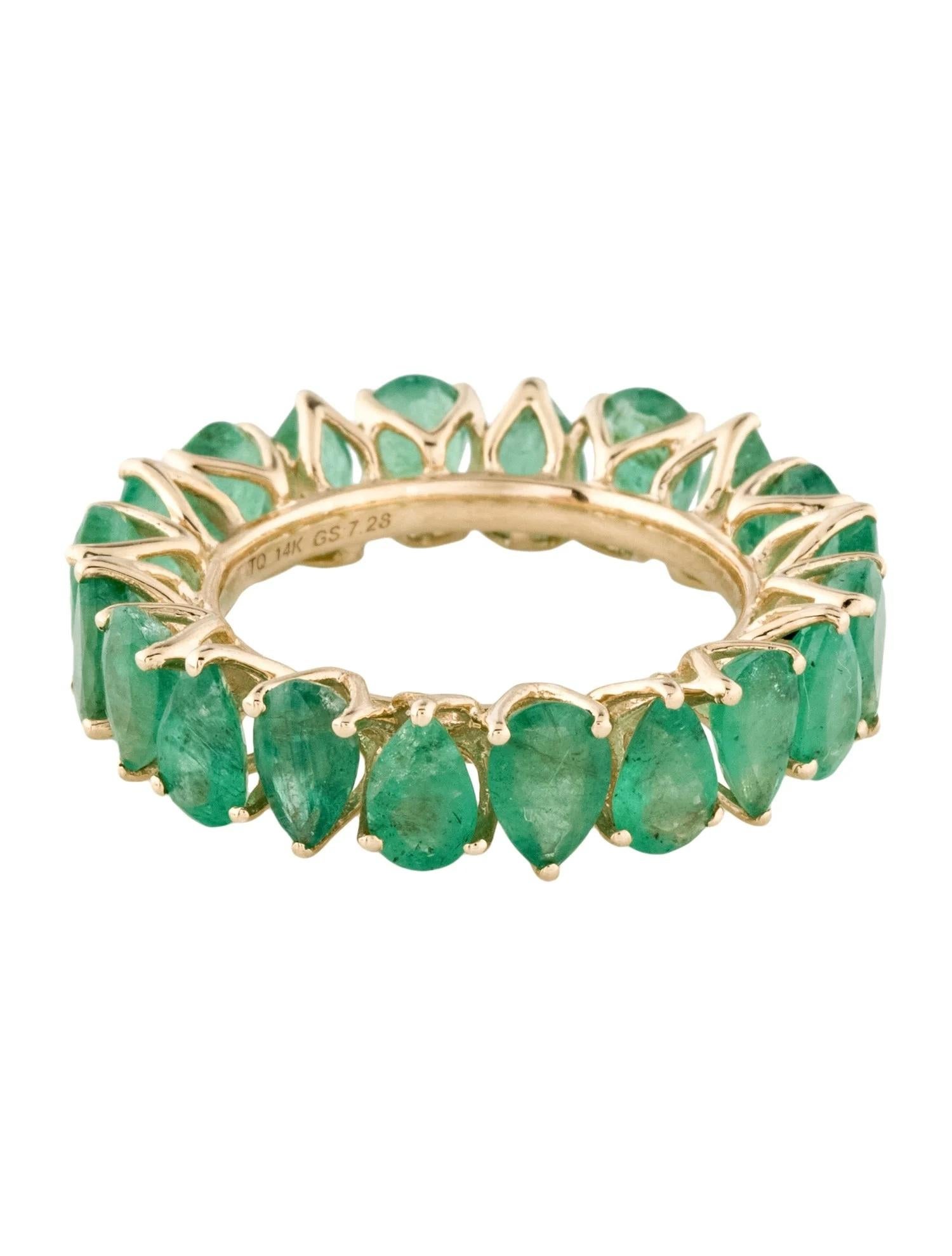 14K 7.28ctw Pear-Shaped Emerald Band Ring, Size 6.75  Pear Shaped Emerald