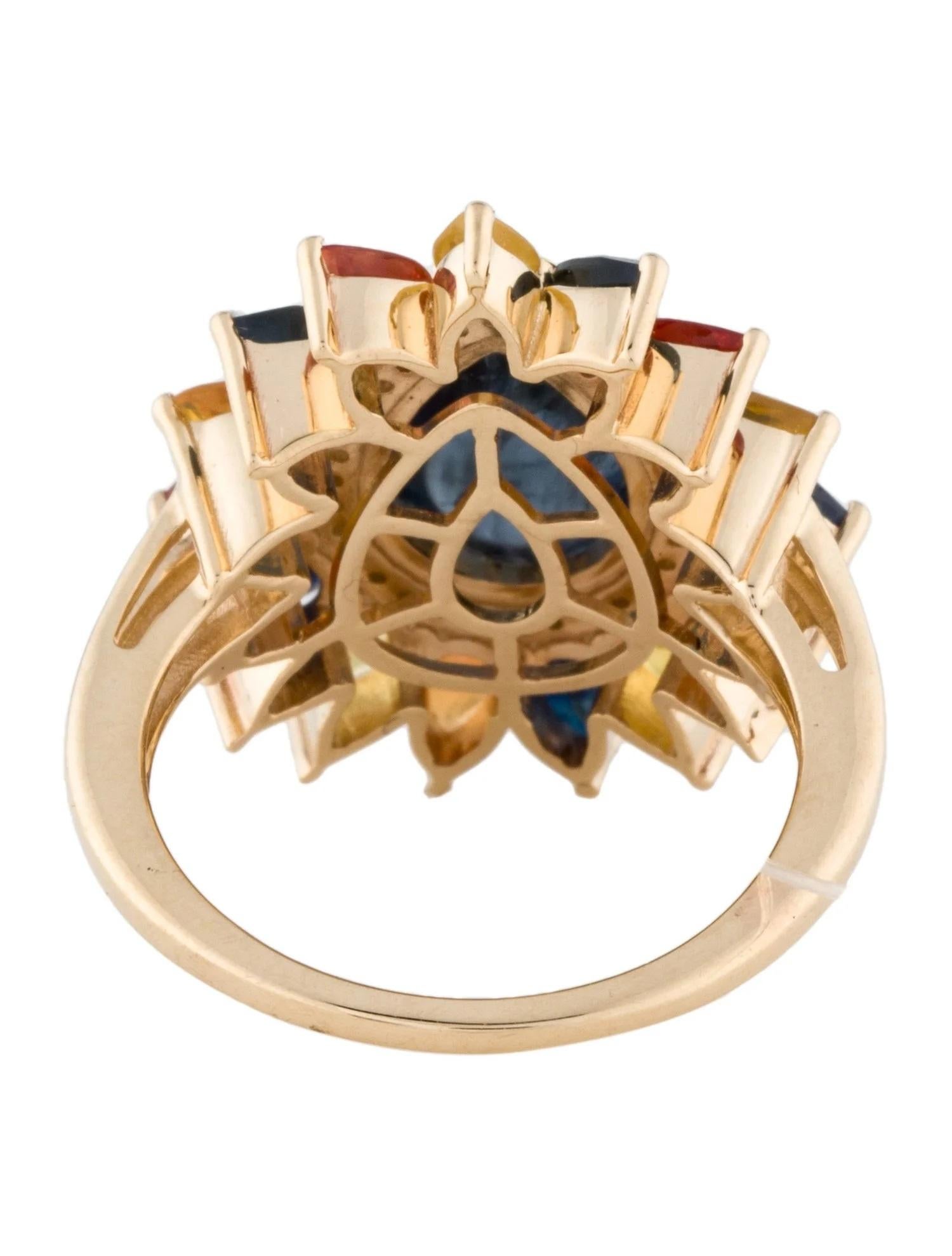 Taille poire Bague cocktail 14K 7,59 carats saphir et diamant taille : 6,75   Poire modifiée Brillia en vente