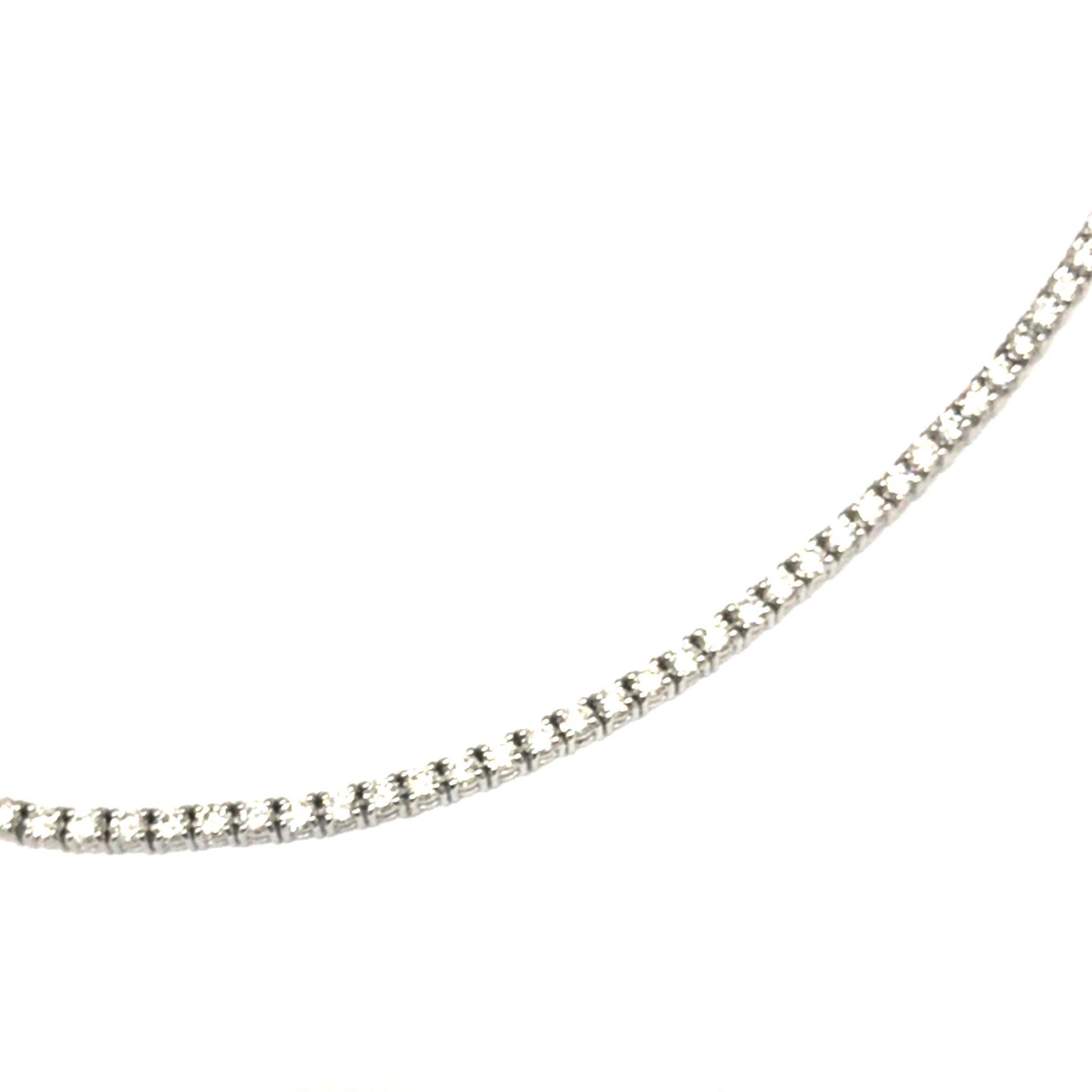 Round Cut 14K 7.80 Carat Diamond Tennis Necklace White Gold For Sale