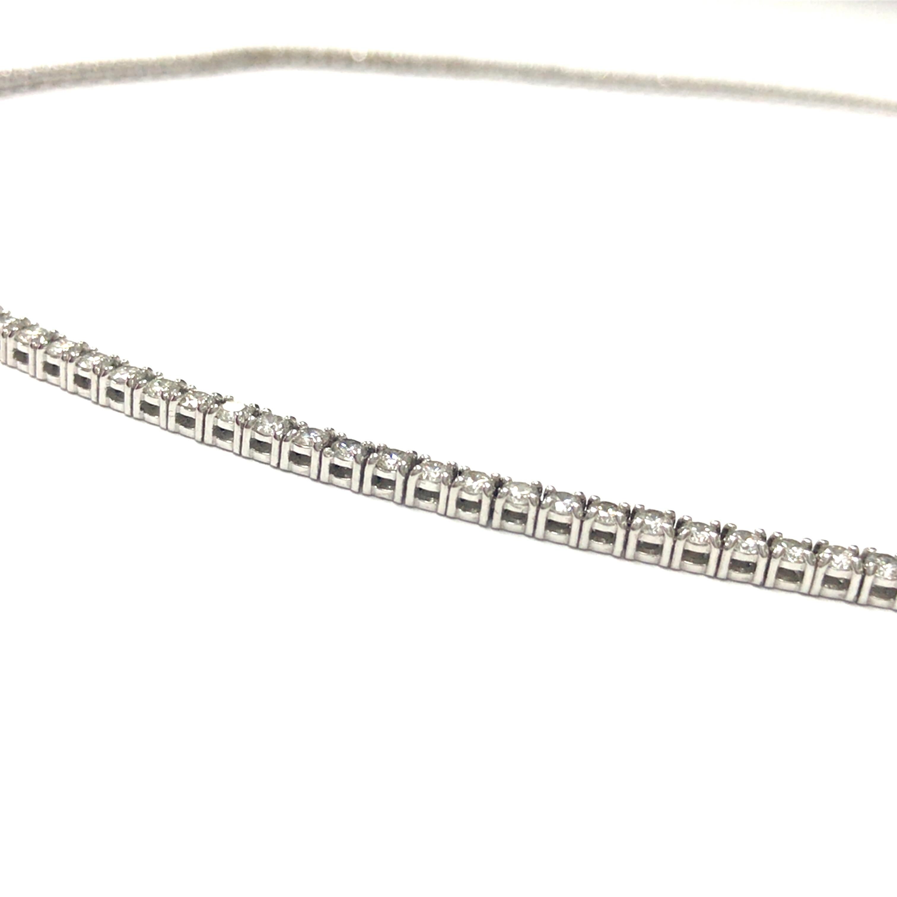 Women's 14K 7.80 Carat Diamond Tennis Necklace White Gold For Sale