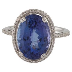 Anello da cocktail con tanzanite e 0,23 diamanti, 14k 8,17ct