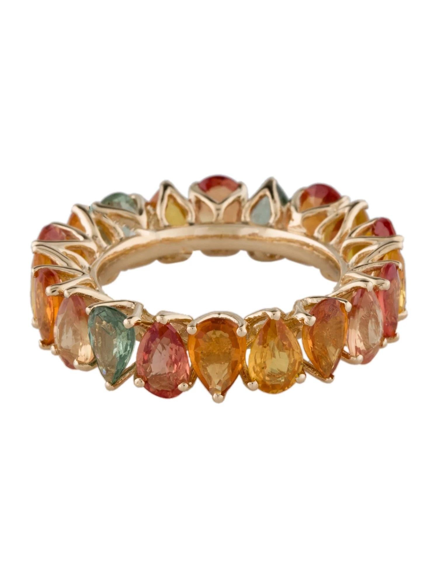 14K 8.74ctw Mehrfarbiger birnenförmiger Saphir-Eternity-Ring, Größe 6,75 (Künstler*in) im Angebot
