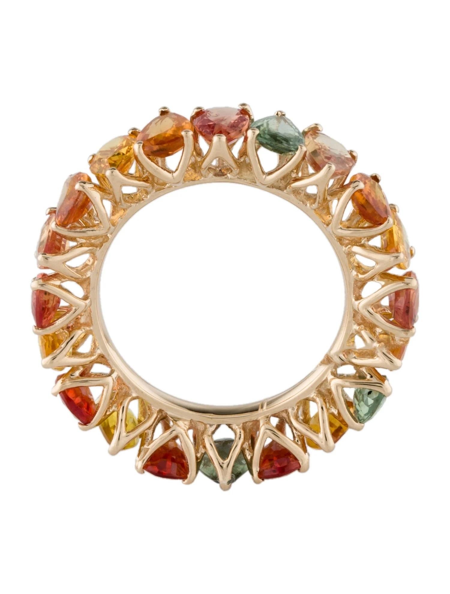 14K 8.74ctw Mehrfarbiger birnenförmiger Saphir-Eternity-Ring, Größe 6,75 im Zustand „Neu“ im Angebot in Holtsville, NY
