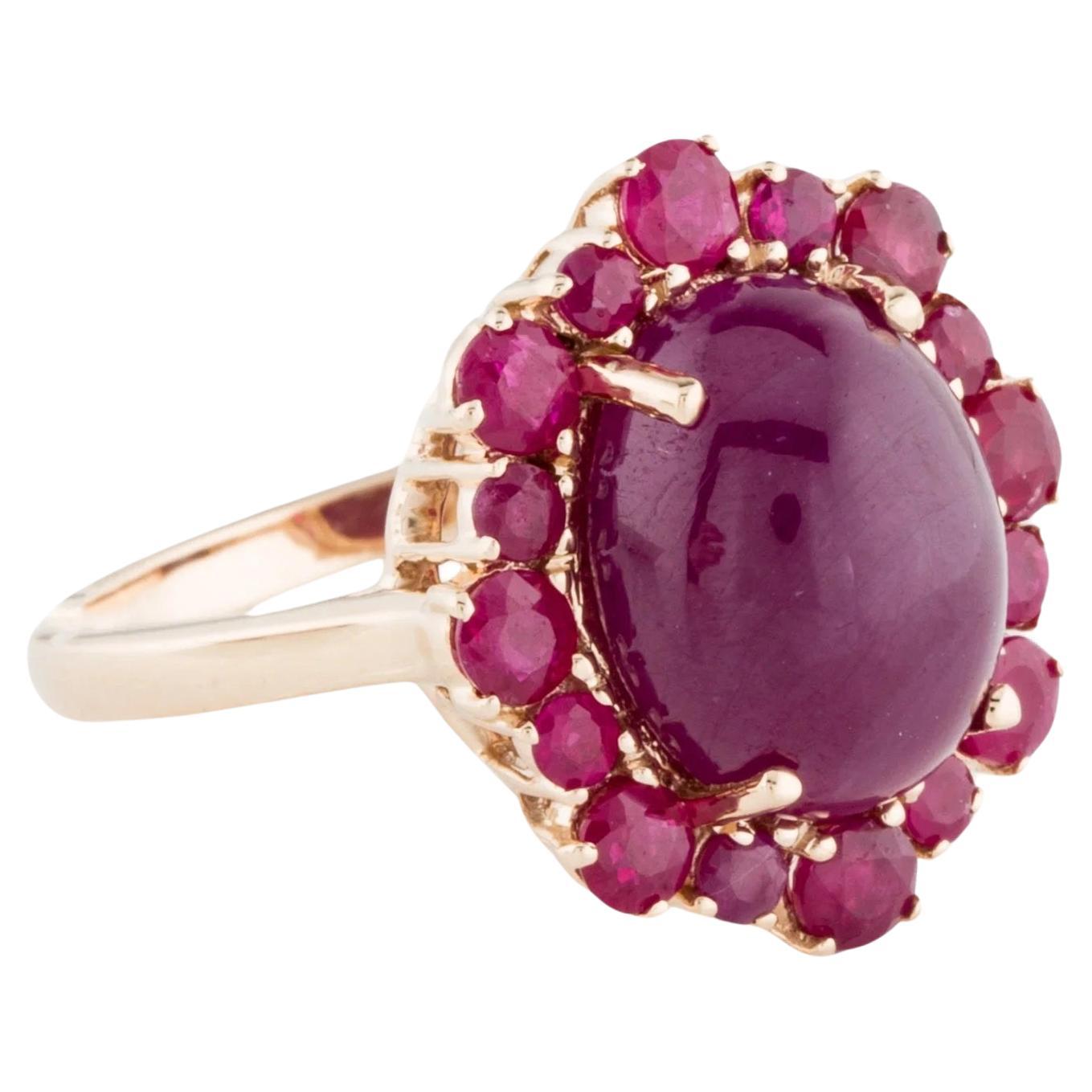 14K 8.90ctw Ruby Cocktail Ring Size 6.75  Round Brilliant Ruby 0.97ct  Oval 