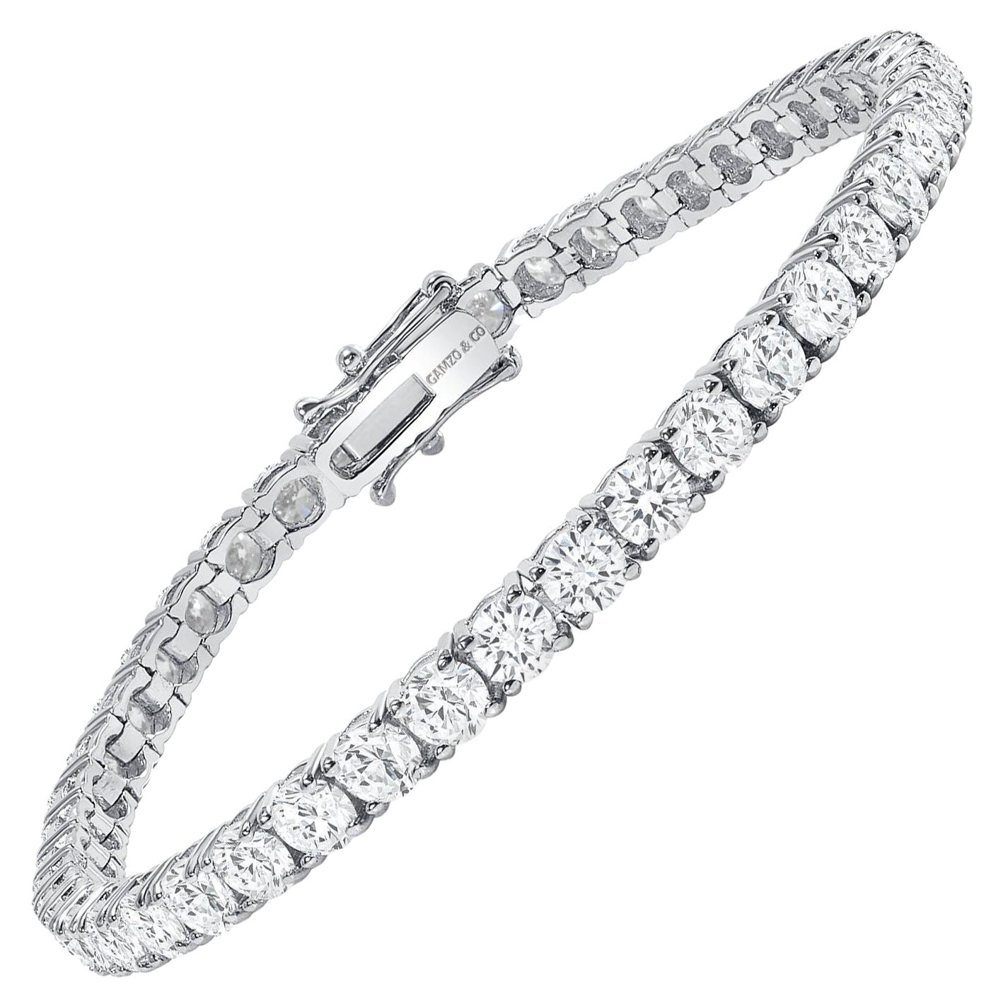 Pulsera de tenis de oro blanco de 14 quilates y 9 quilates con diamantes redondos