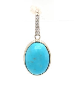 14k 9.17ct TW Turquoise & Diamond Earrings