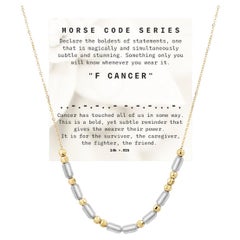 14K + .925 "Morse Code" Series F CANCER Necklace on Adjustable 14K Gold Chain