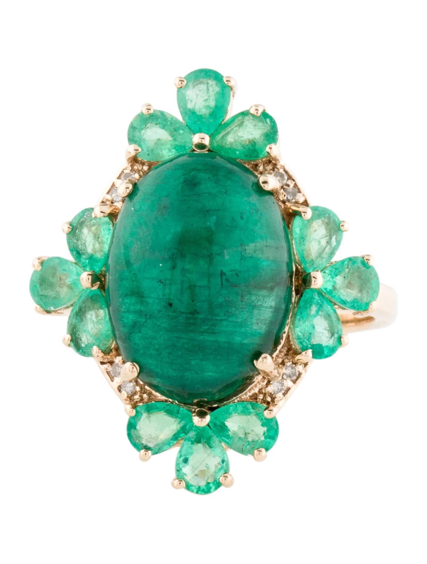 Artiste Bague cocktail 14K 9,56 ctw émeraude et diamant taille 6,75  Brilliante modifiée en forme de poire en vente