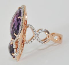 14 Karat 9.59 Carat Amethyst and Diamond Ring