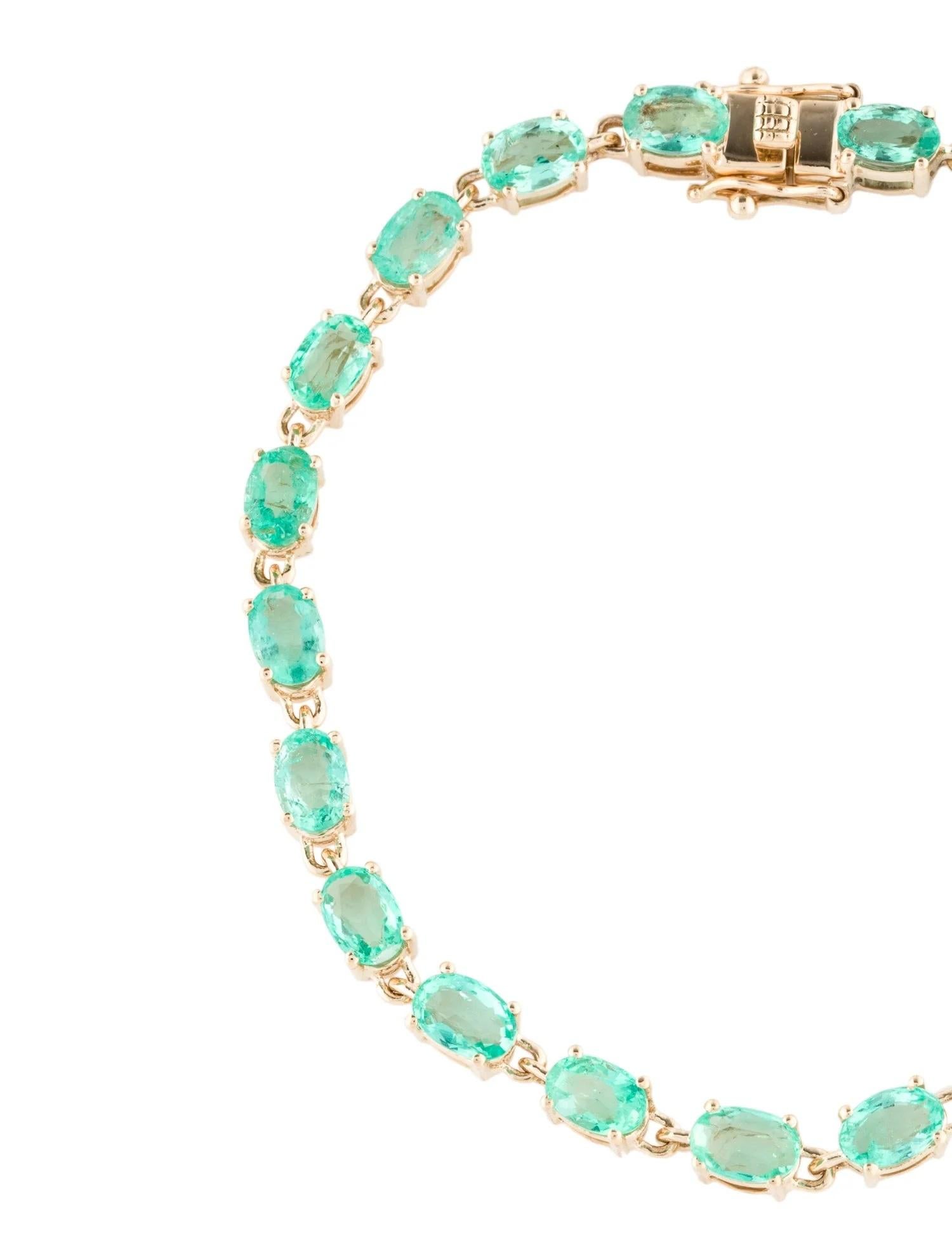 Artist 14K 9.62ctw Emerald Link Bracelet - Luxurious Faceted Oval Stones For Sale