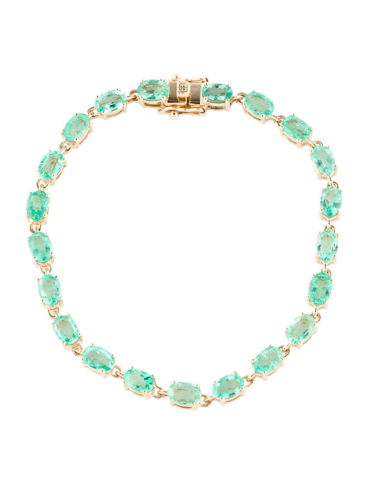 Oval Cut 14K 9.62ctw Emerald Link Bracelet - Luxurious Faceted Oval Stones For Sale