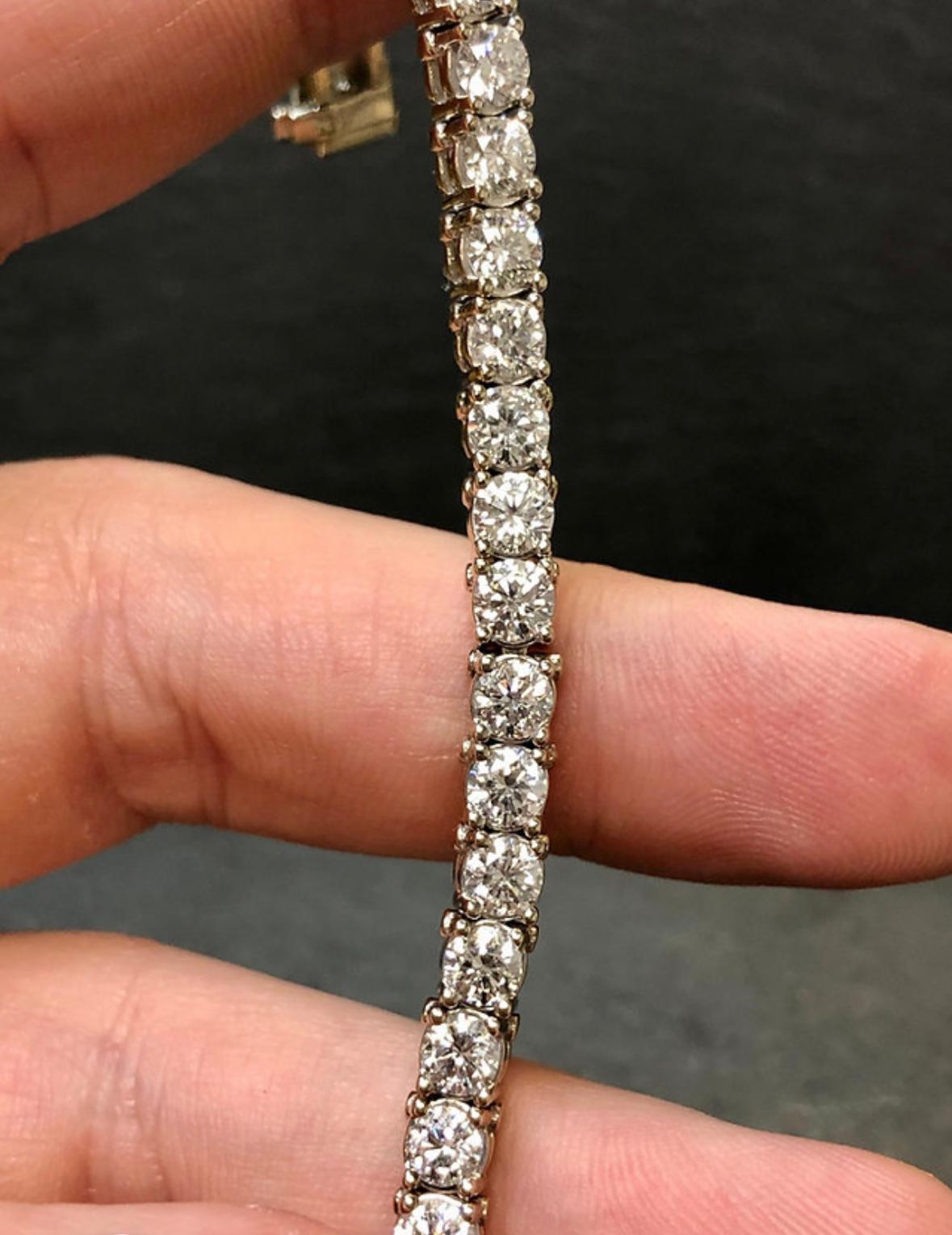 Estate 14K White Gold 9cttw Diamond Tennis Bracelet 6.75