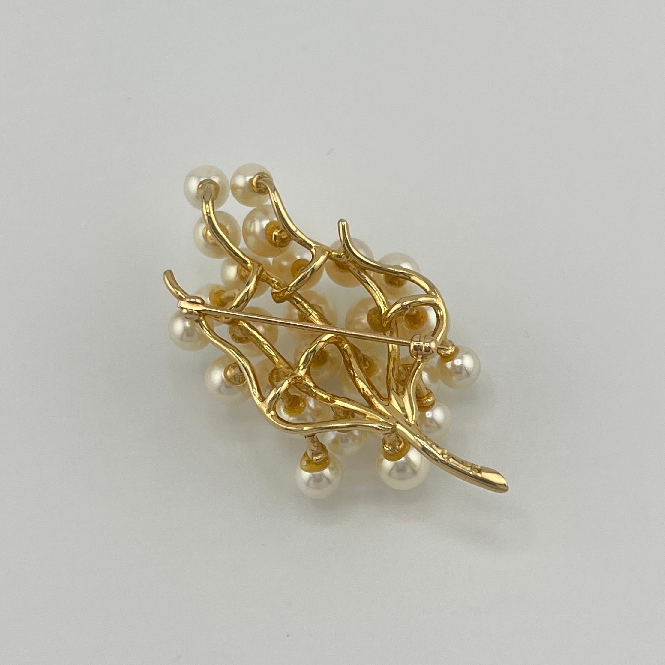 Uncut 14k Akoya Pearl Brooch For Sale