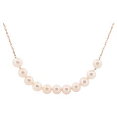 Collana di perle Akoya 14k. Collana lunga di perle Station. Lunghezza 27in 7mm