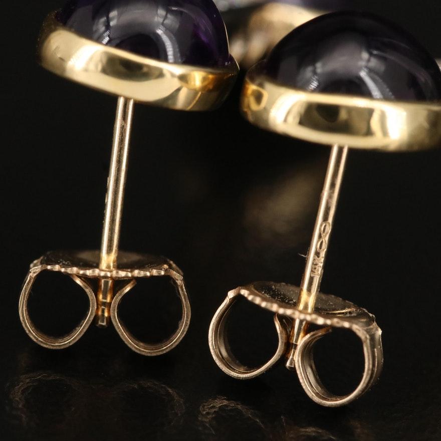 14k Amethyst and Diamond Drop Dangle Earrings In Good Condition In Addison, TX