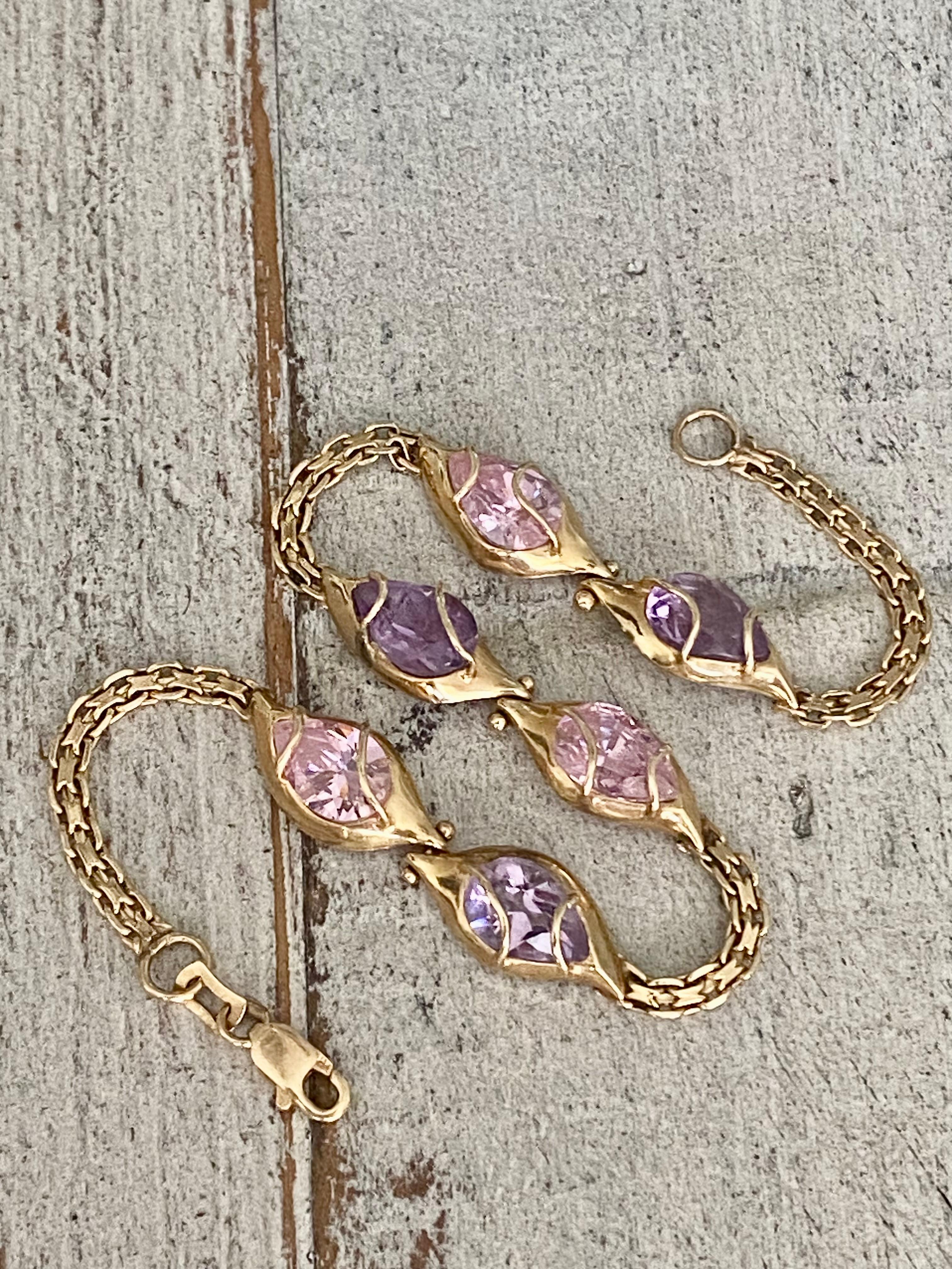 14k Amethyst-Armband (Facettiert) im Angebot