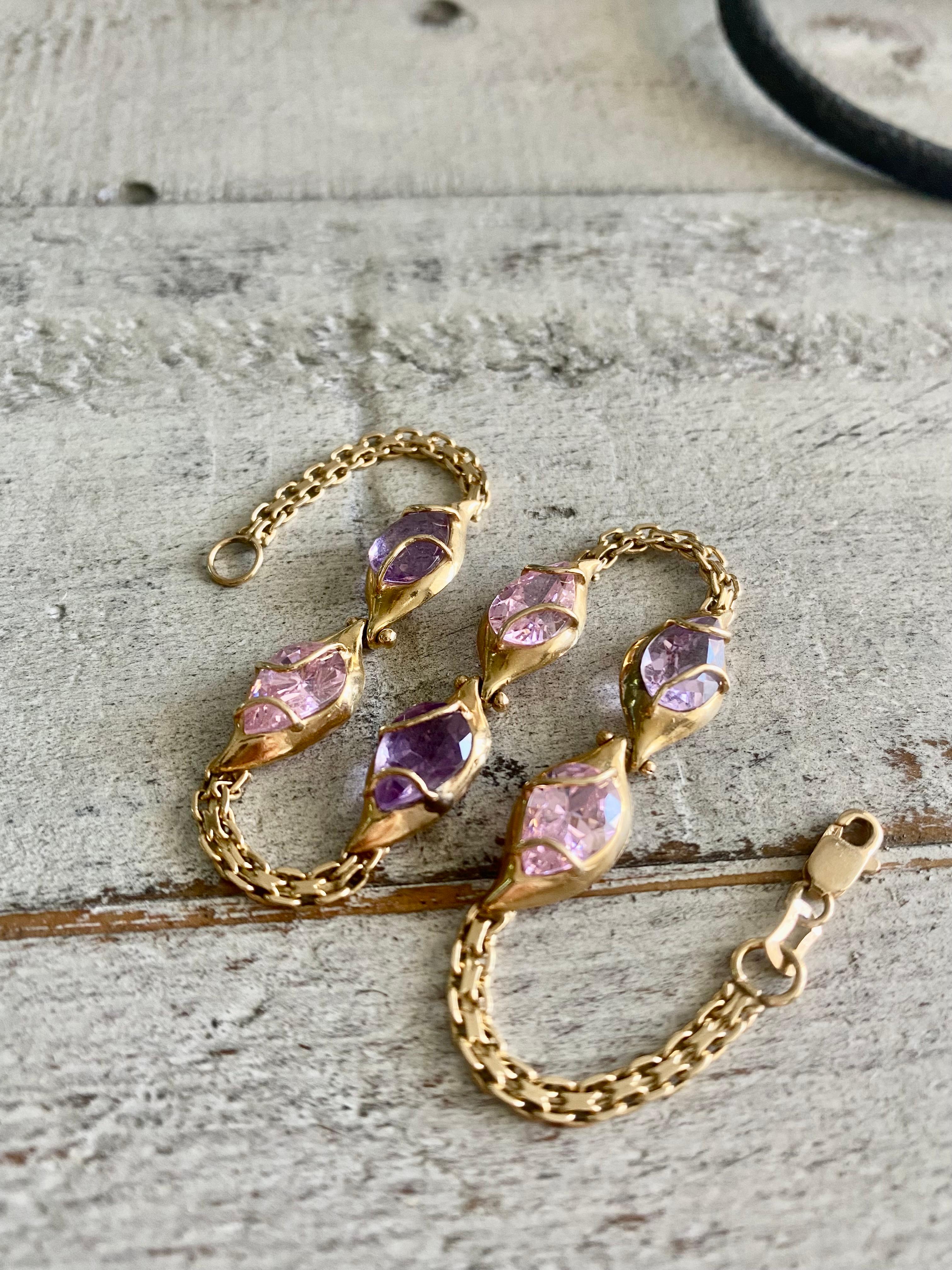 14k Amethyst-Armband (Gold) im Angebot