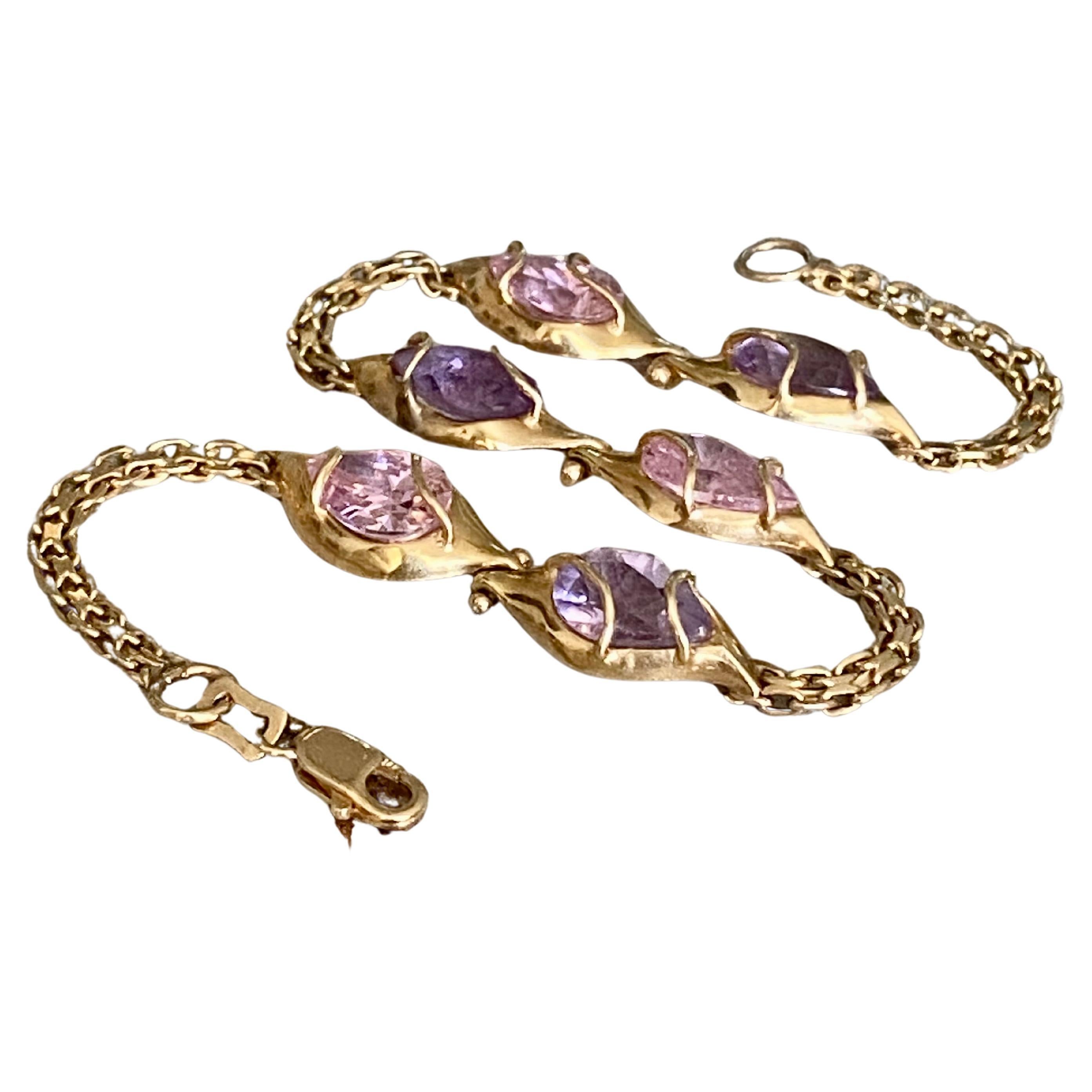 14k Amethyst-Armband im Angebot