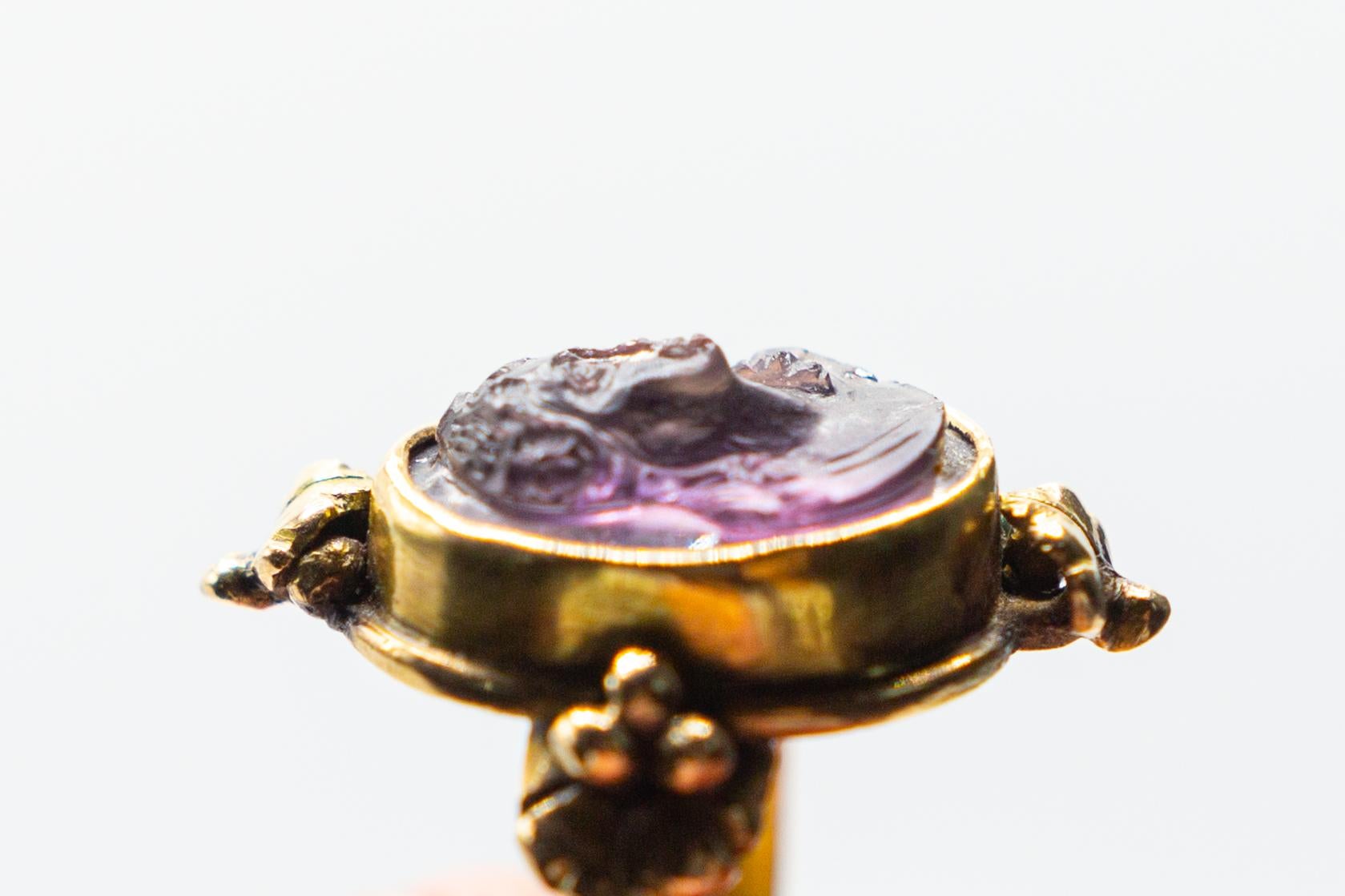 Georgian 14 Karat Amethyst Cameo Ring For Sale