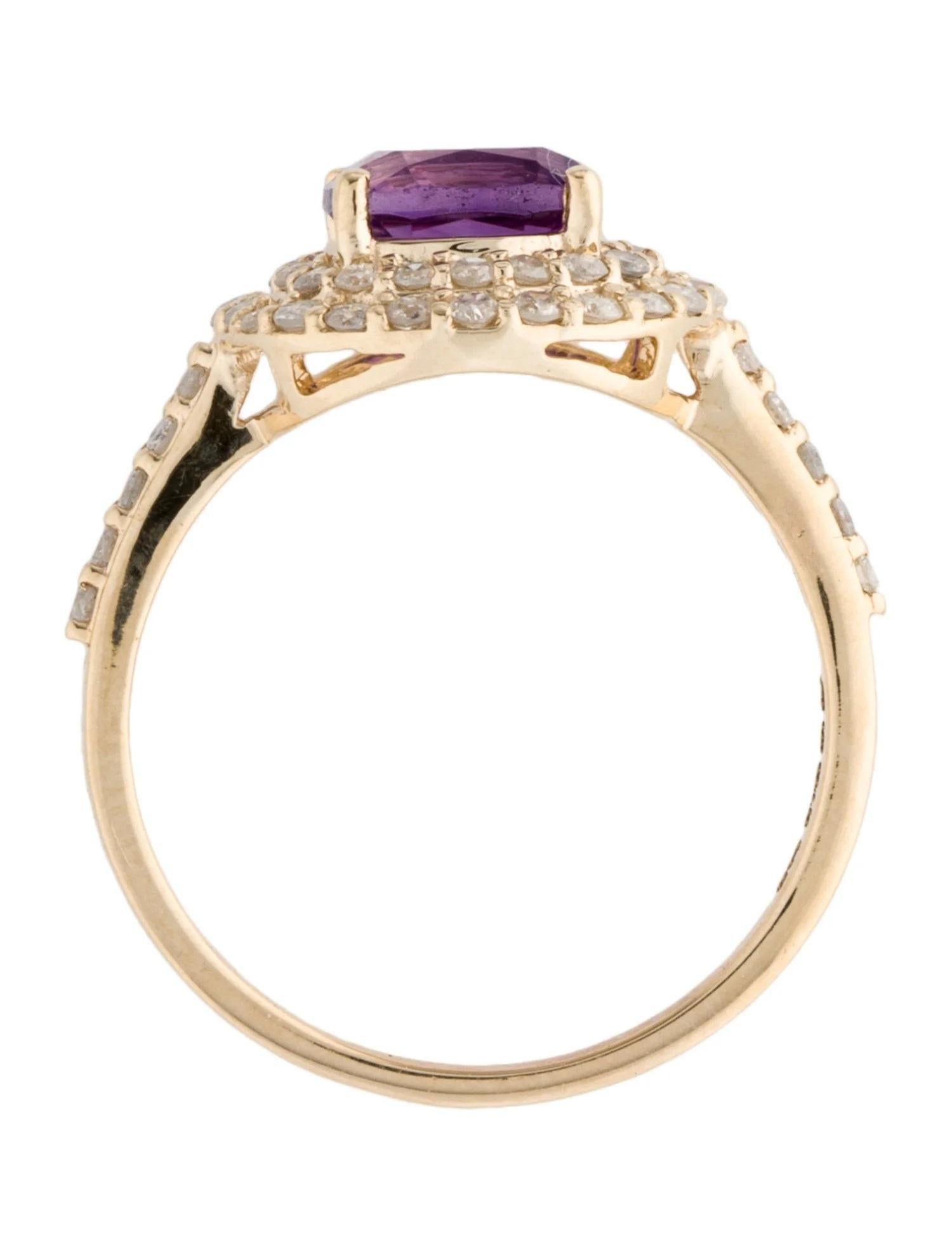 14K Amethyst & Diamond Cocktail Ring, 1.33ct Cushion Modified Brilliant Purple S In New Condition For Sale In Holtsville, NY