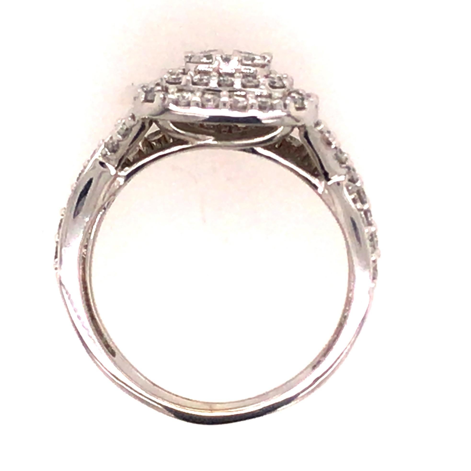 Round Cut 14K and 10K Diamond Cluster Ring and Band Set