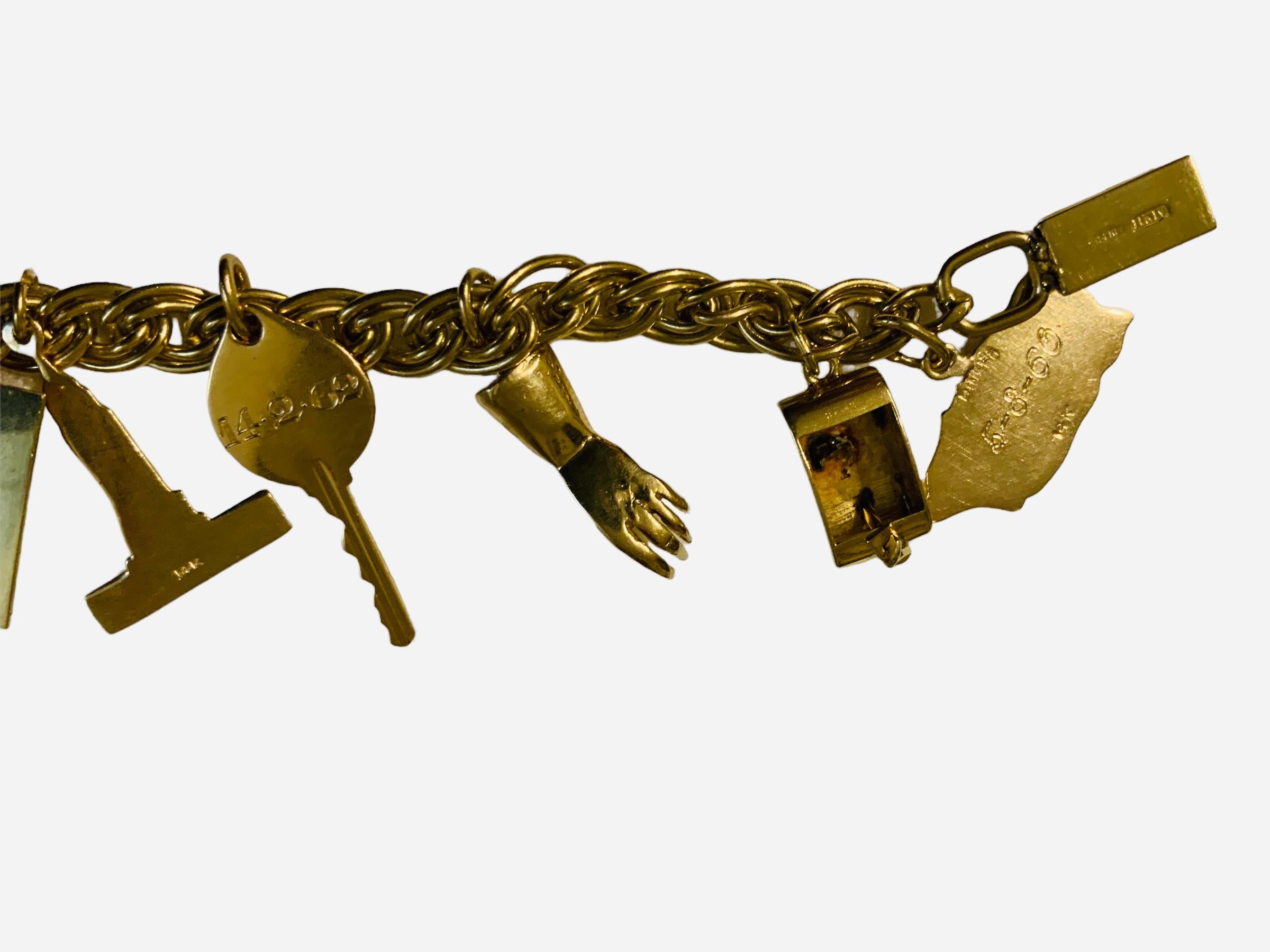 Women's or Men's 14K And 10K Gold Charms Bracelet For Sale