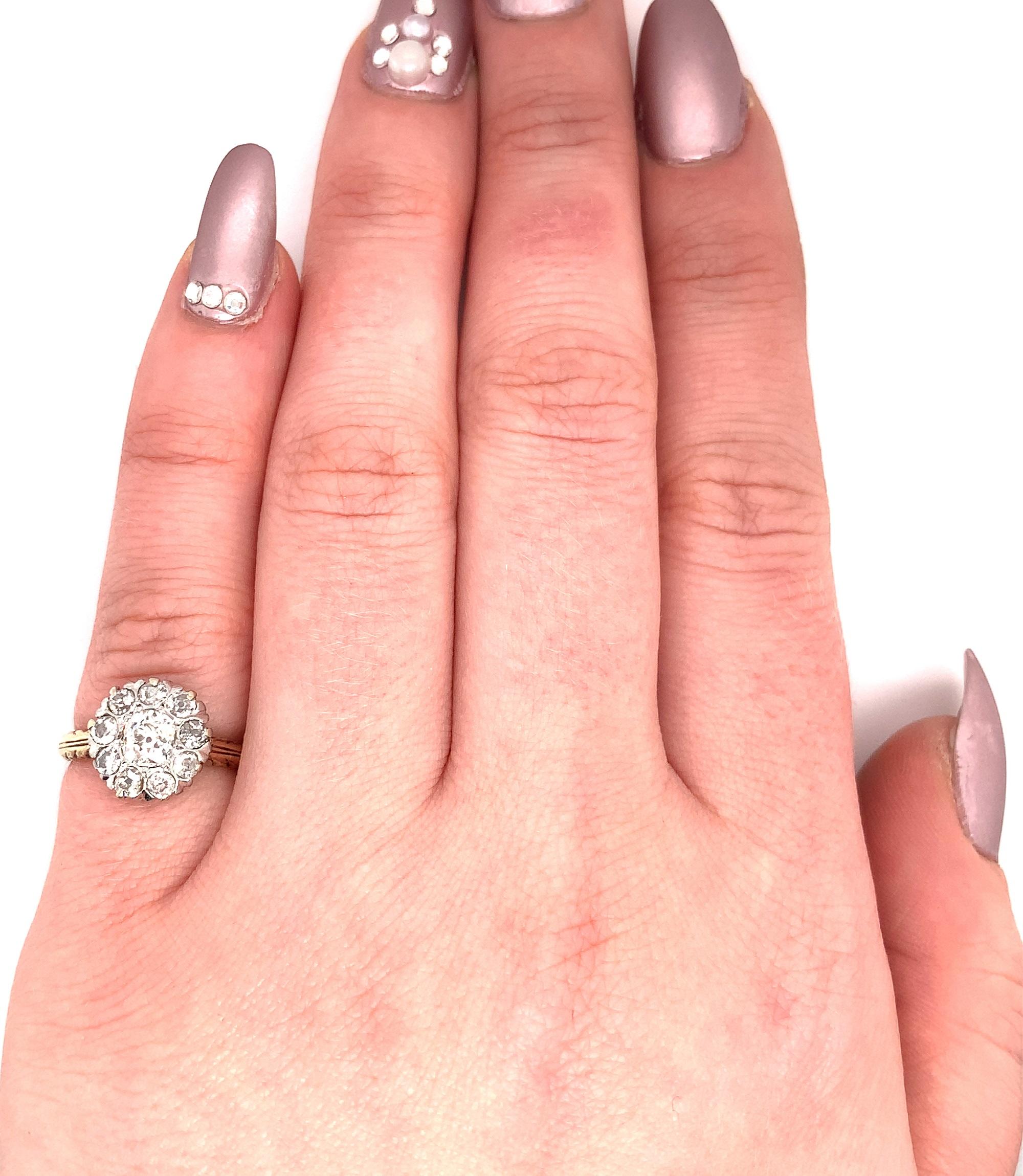 Bague en platine 14 carats et diamant taille mine de 1 carat Tw en vente 3