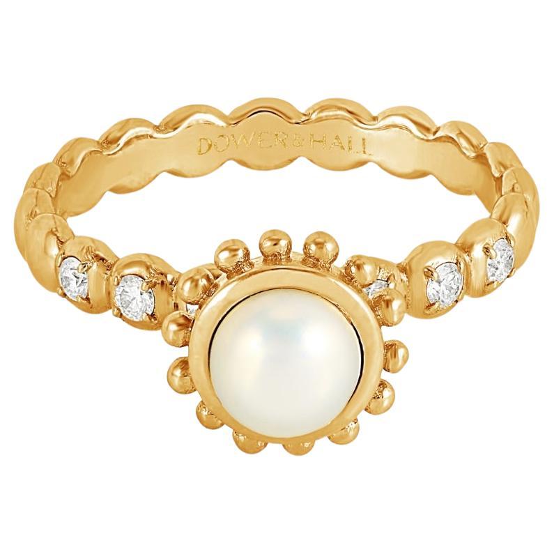14k Anemone Ring with White Pearl For Sale