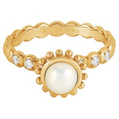 14k Anemone Ring with White Pearl