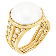 14k Anemone Waterfall Ring with Mabe Pearl