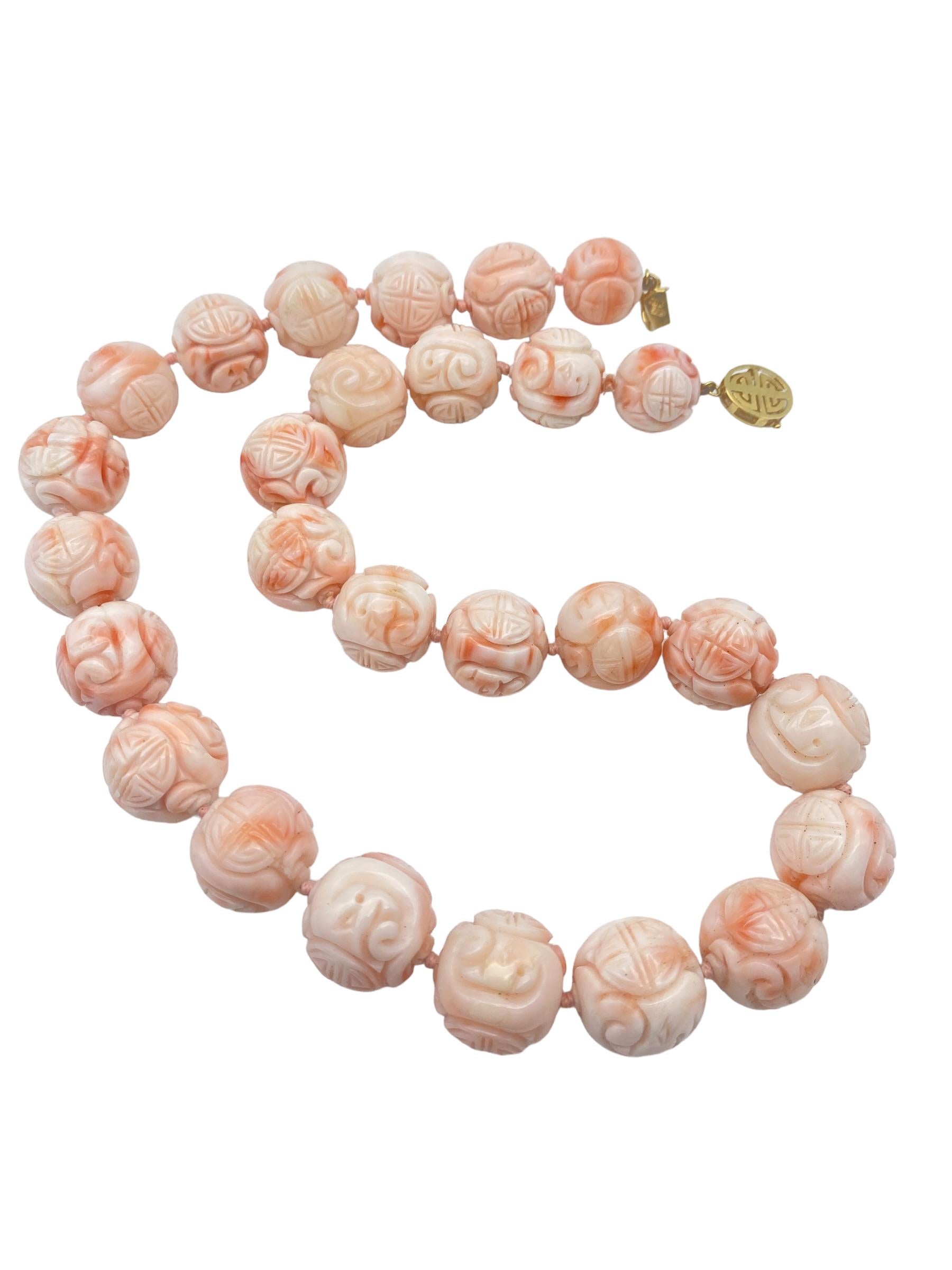 14Karat Angel Skin Coral Individually Carved Bead 18