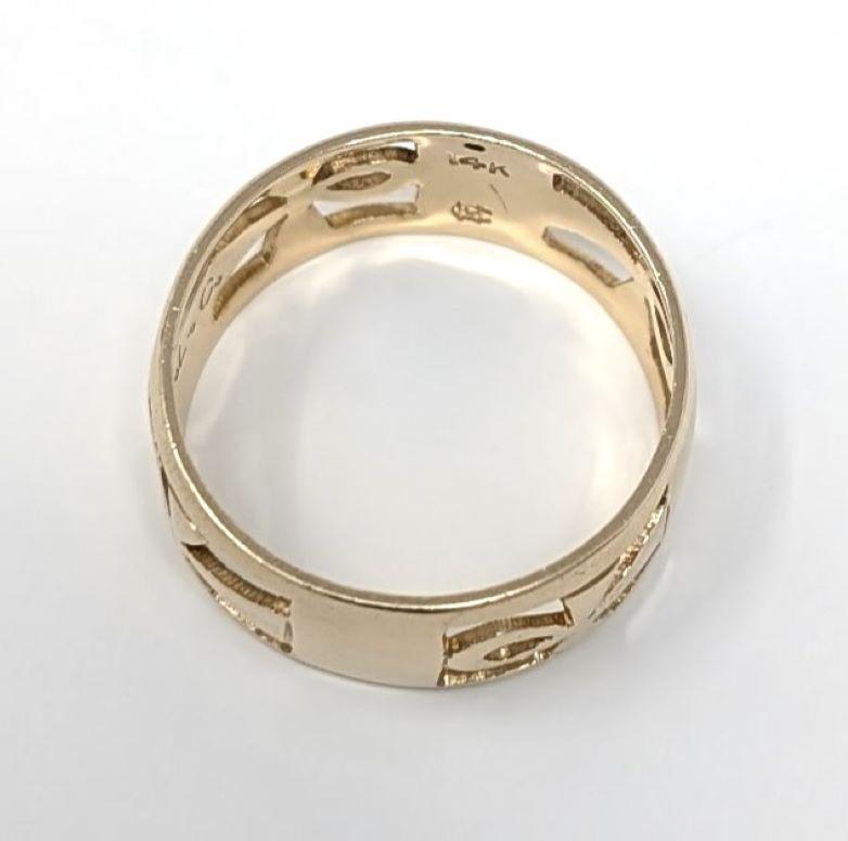 Women's or Men's 14k Ankh Ring Band Egyptian Solid Yellow Gold Open Metalwork Mens US Size 11.25 For Sale