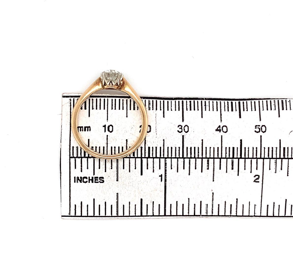 14 Karat antiker 1/2 Karat Diamantring mit europäischem Schliff im Angebot 7