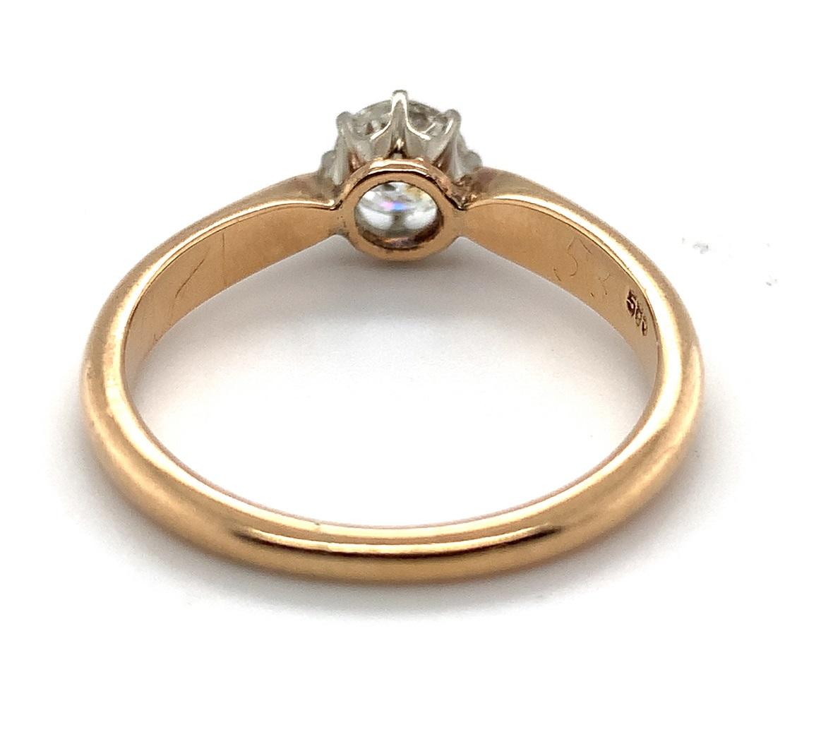14K Antique 1/2 Carat European Cut Diamond Ring Pour femmes en vente
