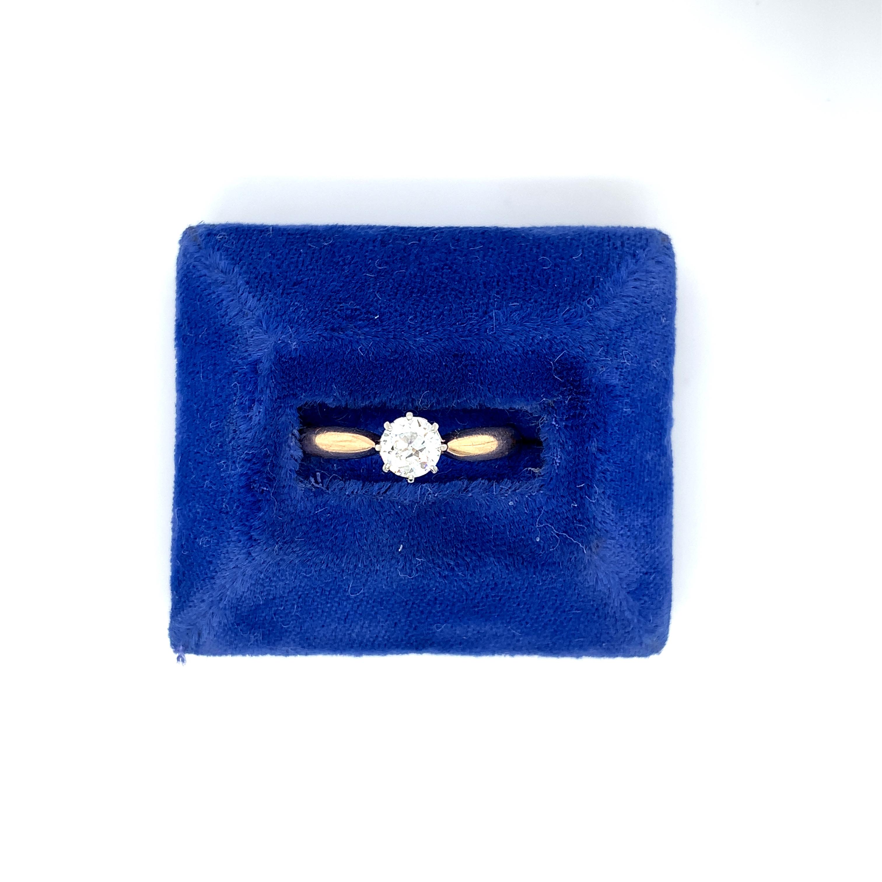 14 Karat antiker 1/2 Karat Diamantring mit europäischem Schliff im Angebot 1