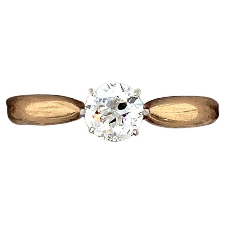 14K Antique 1/2 Carat European Cut Diamond Ring en vente