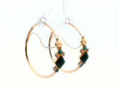 Boucles d'oreilles Biedermeier 14k Onyx, Turquoise et perles de rocaille