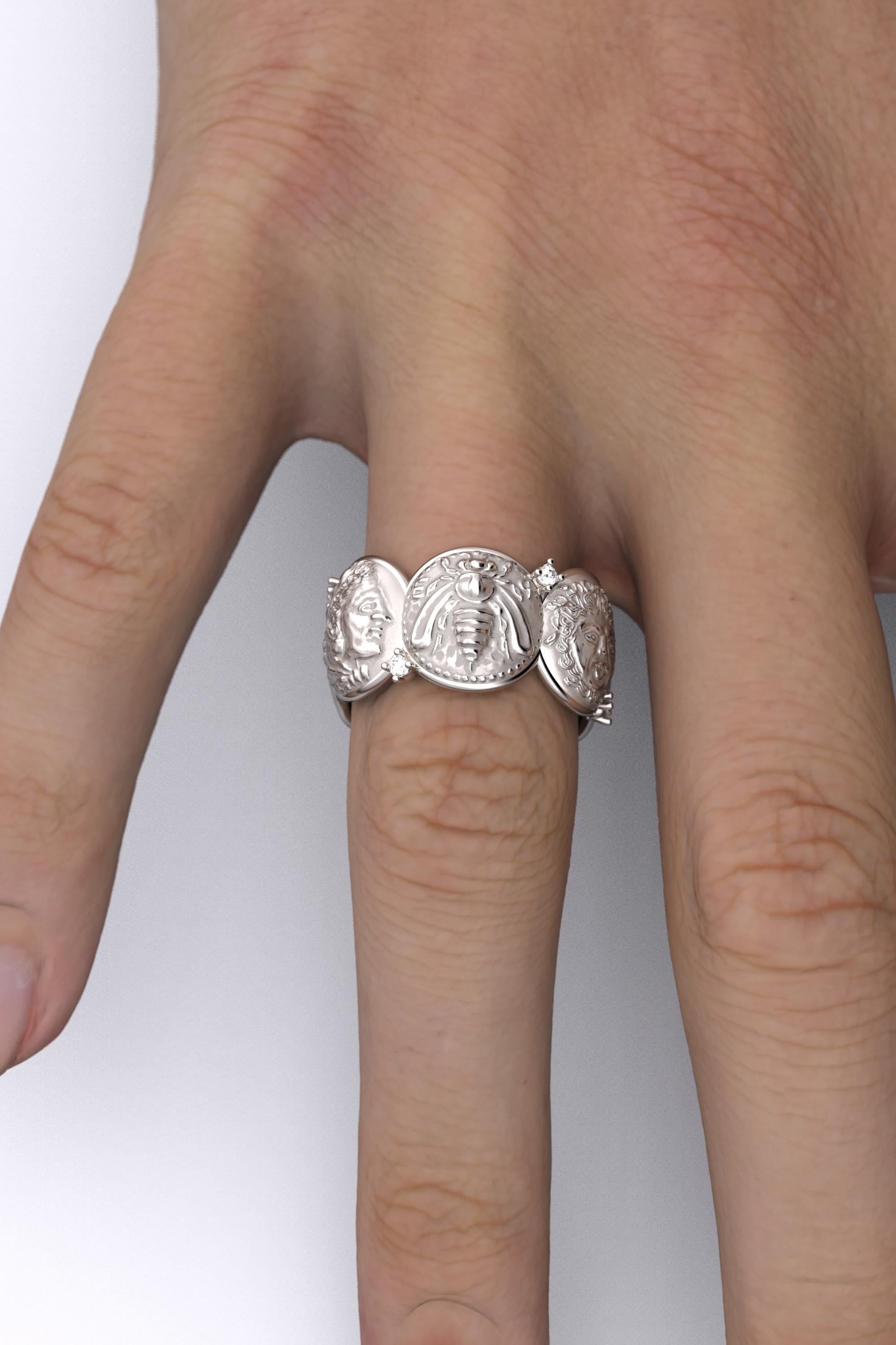 Im Angebot: 14 Karat antiker Goldring mit antiken Münzreproduktionen und natürlichen Diamanten () 15