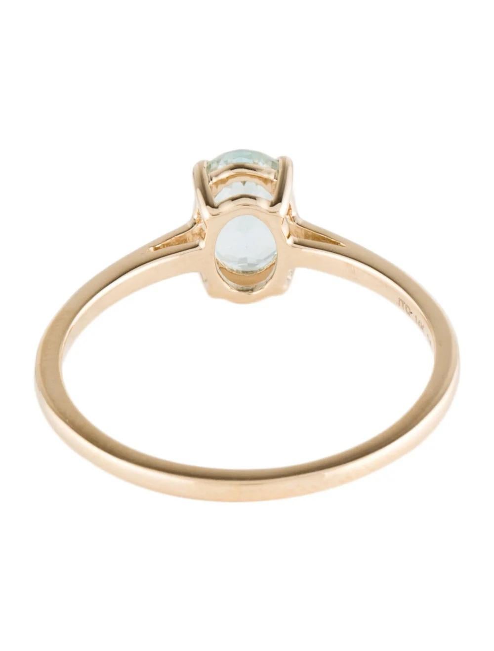 14K Aquamarine Cocktail Ring, Size 6.25: Elegant Yellow Gold Setting, Stunning In New Condition For Sale In Holtsville, NY