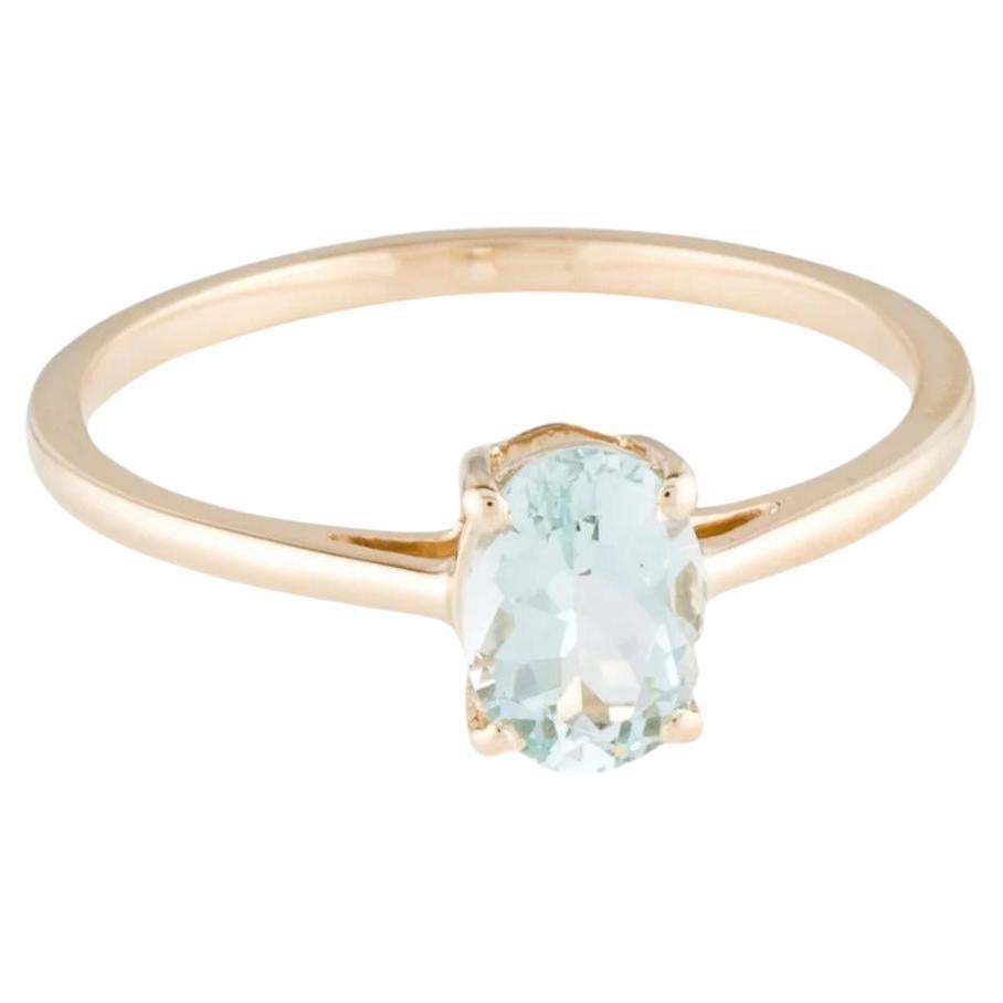 14K Aquamarine Cocktail Ring, Size 6.25: Elegant Yellow Gold Setting, Stunning For Sale