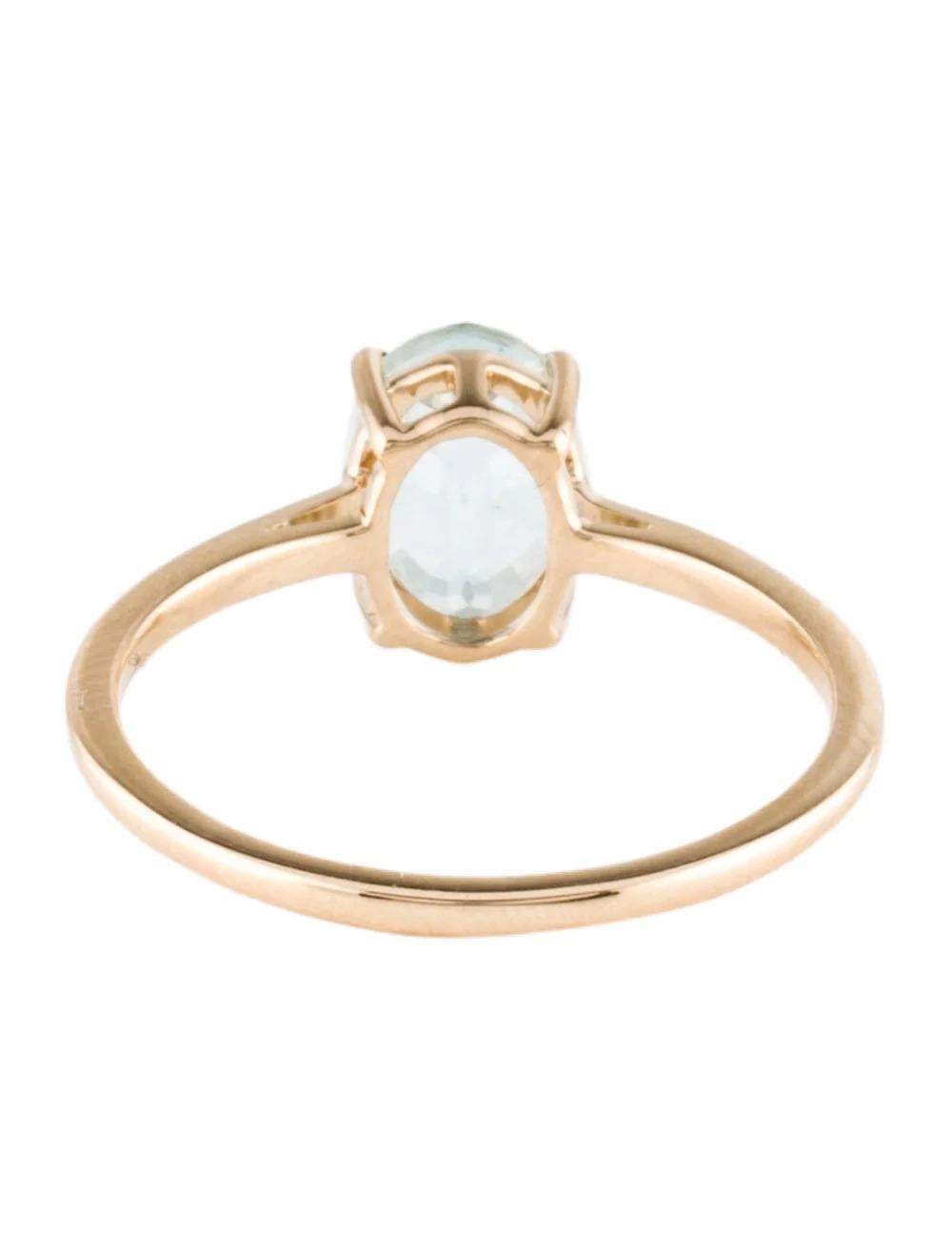 14K Aquamarine Cocktail Ring, Size 6.75 - Blue Gemstone, Elegant Design In New Condition For Sale In Holtsville, NY