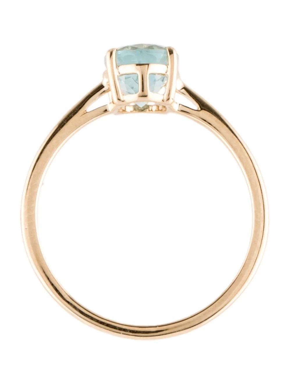 Women's 14K Aquamarine Cocktail Ring, Size 6.75 - Blue Gemstone, Elegant Design For Sale