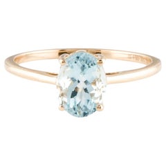 14K Aquamarin Cocktail Ring, Größe 6.75 - Blauer Edelstein, Elegantes Design