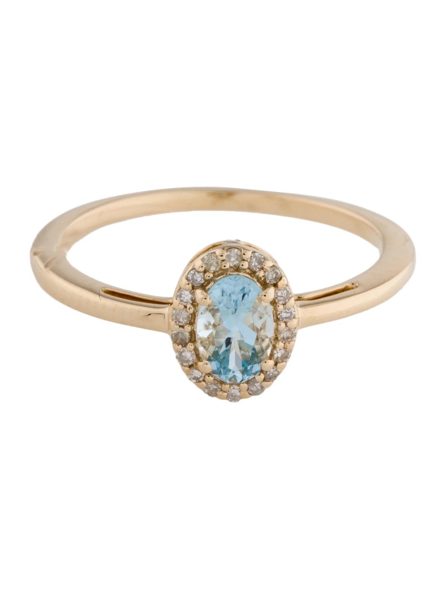 Artist 14K Aquamarine & Diamond Cocktail Ring - 0.43 Carat Oval Modified Brilliant Aqua