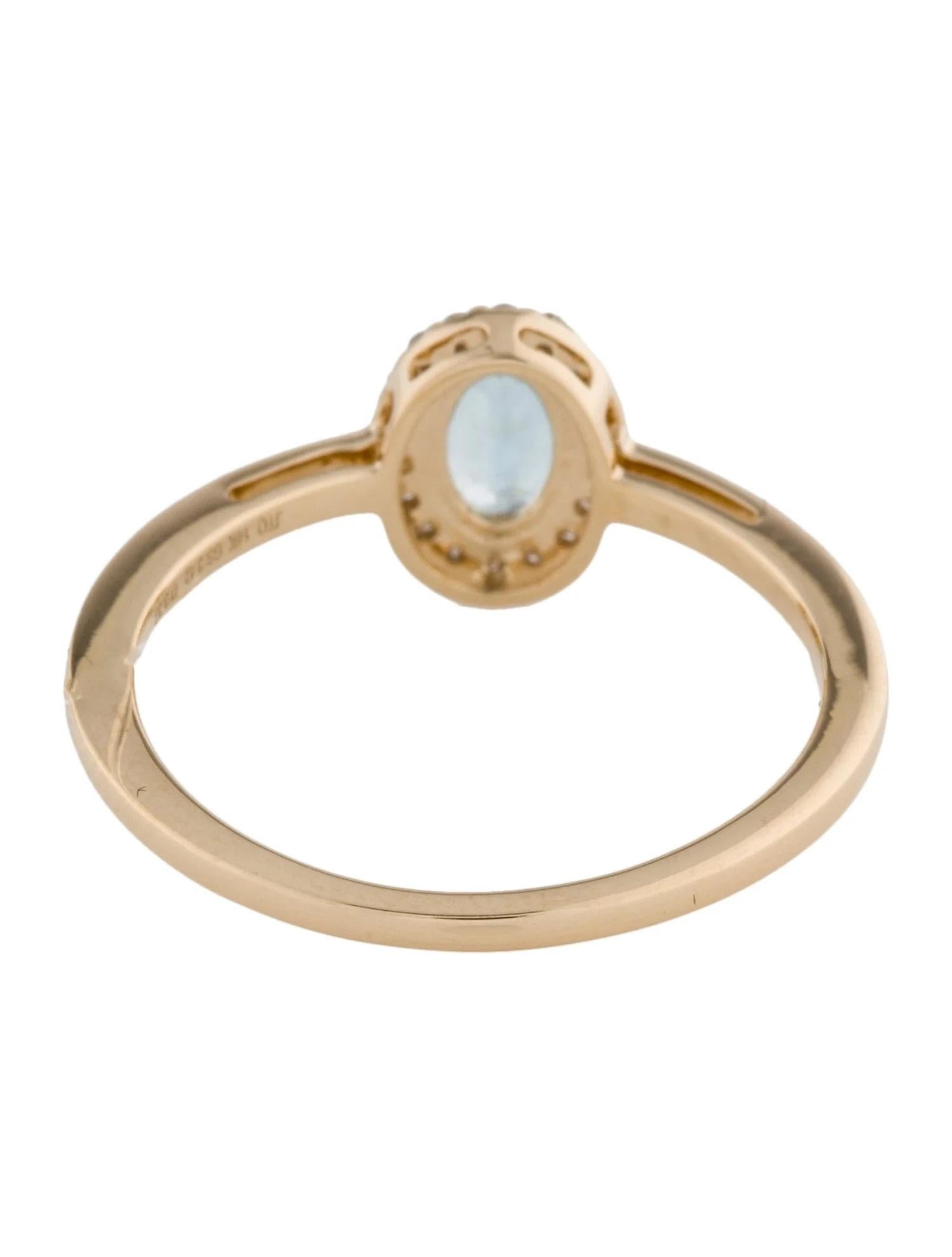 Oval Cut 14K Aquamarine & Diamond Cocktail Ring - 0.43 Carat Oval Modified Brilliant Aqua