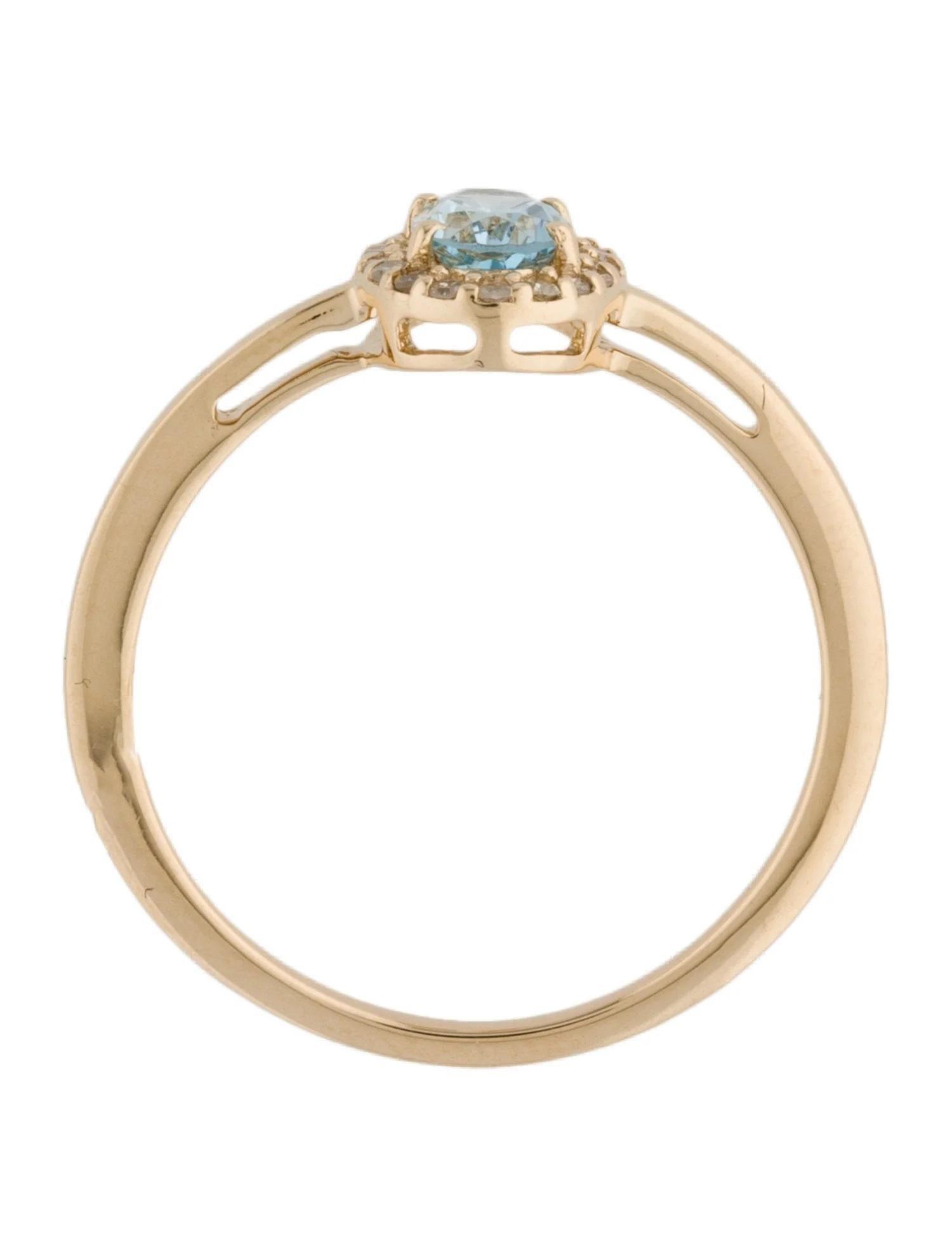 14K Aquamarine & Diamond Cocktail Ring - 0.43 Carat Oval Modified Brilliant Aqua In New Condition For Sale In Holtsville, NY