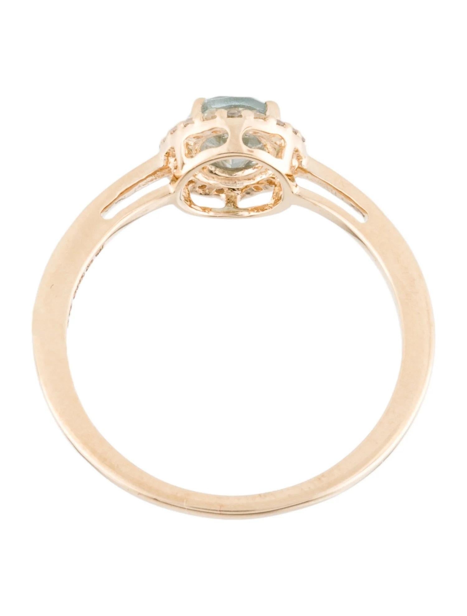 14K Aquamarine & Diamond Cocktail Ring Size 6.5 - Oval Aquamarine, Single Cut In New Condition For Sale In Holtsville, NY