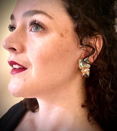 14K Aquamarine & Diamond Earrings